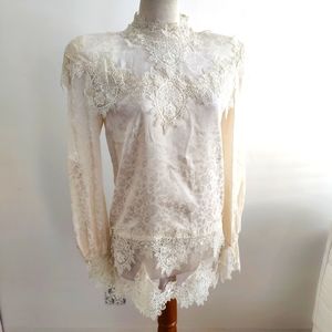 Capriccio by Digna Lace Blouse /80s Victorian / Tagged Size 8